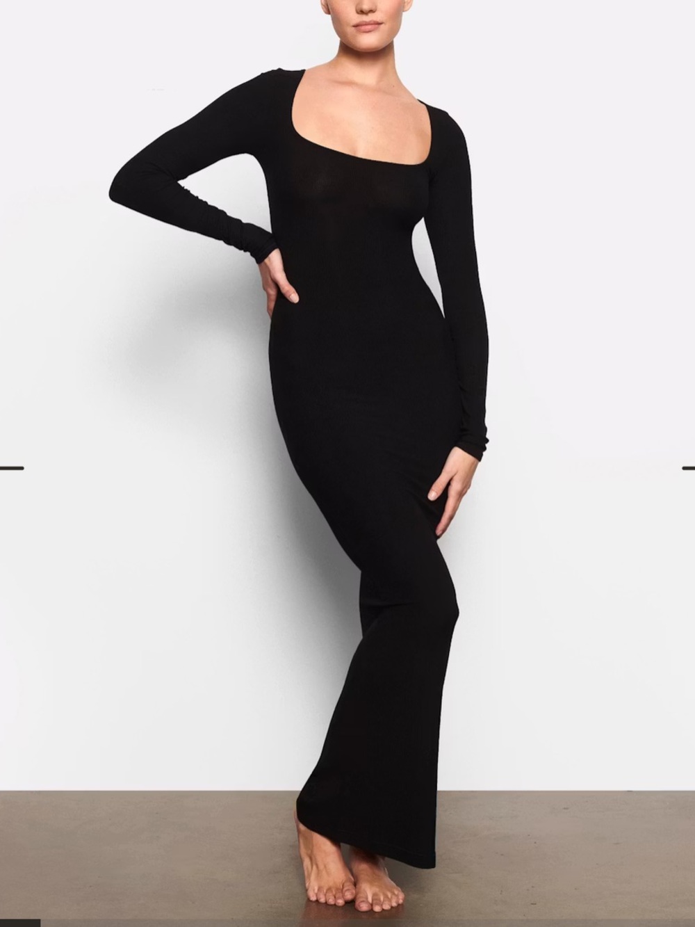 SKIMS Ribbed Soft Lounge Dress in Black XS